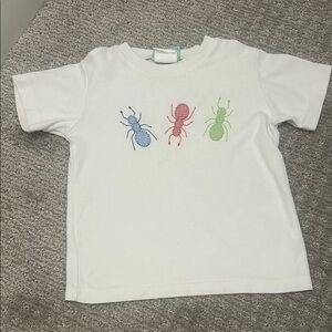 White and Blue Short Sleeve Tee with Ant Design